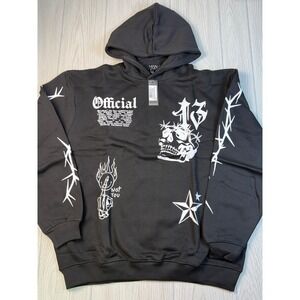 MAN by Boohoo Graffiti Gusset Oversized Track Pants Black M